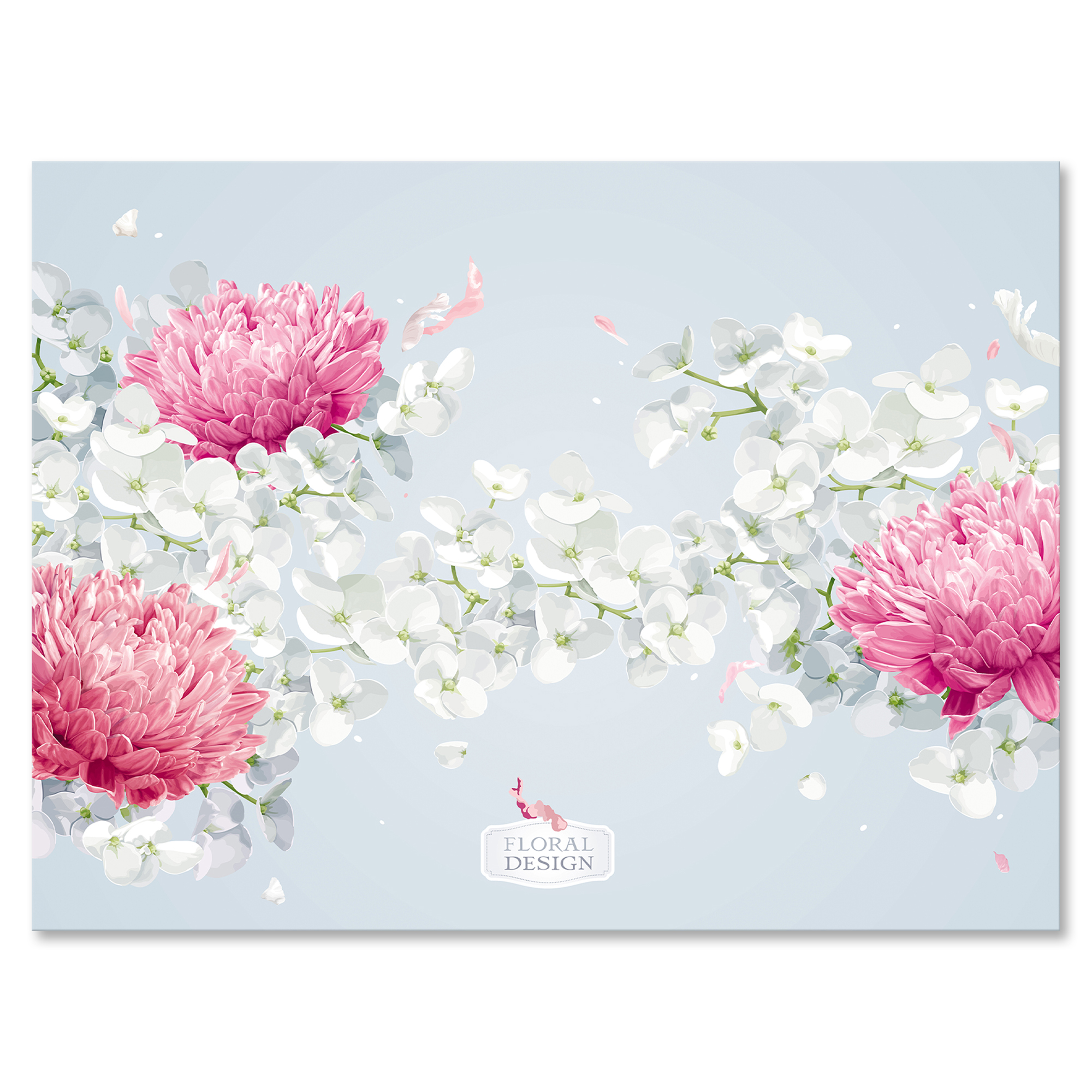 Designart ' Apple Blossom and Chrysanthemums ' Traditional Canvas Wall Art Print