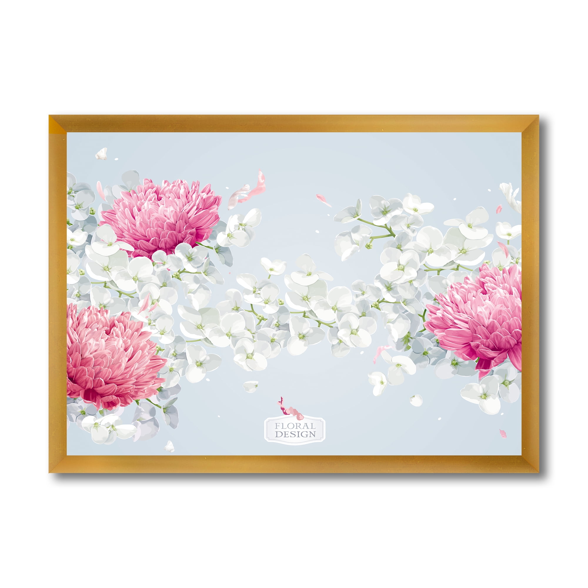 Designart 'Apple Blossom and Chrysanthemums' Traditional Framed Art Print