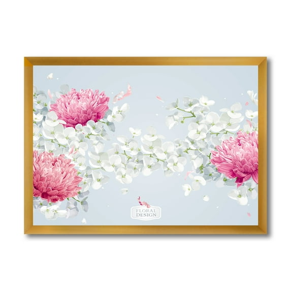 Designart 'Apple Blossom and Chrysanthemums' Traditional Framed Art Print