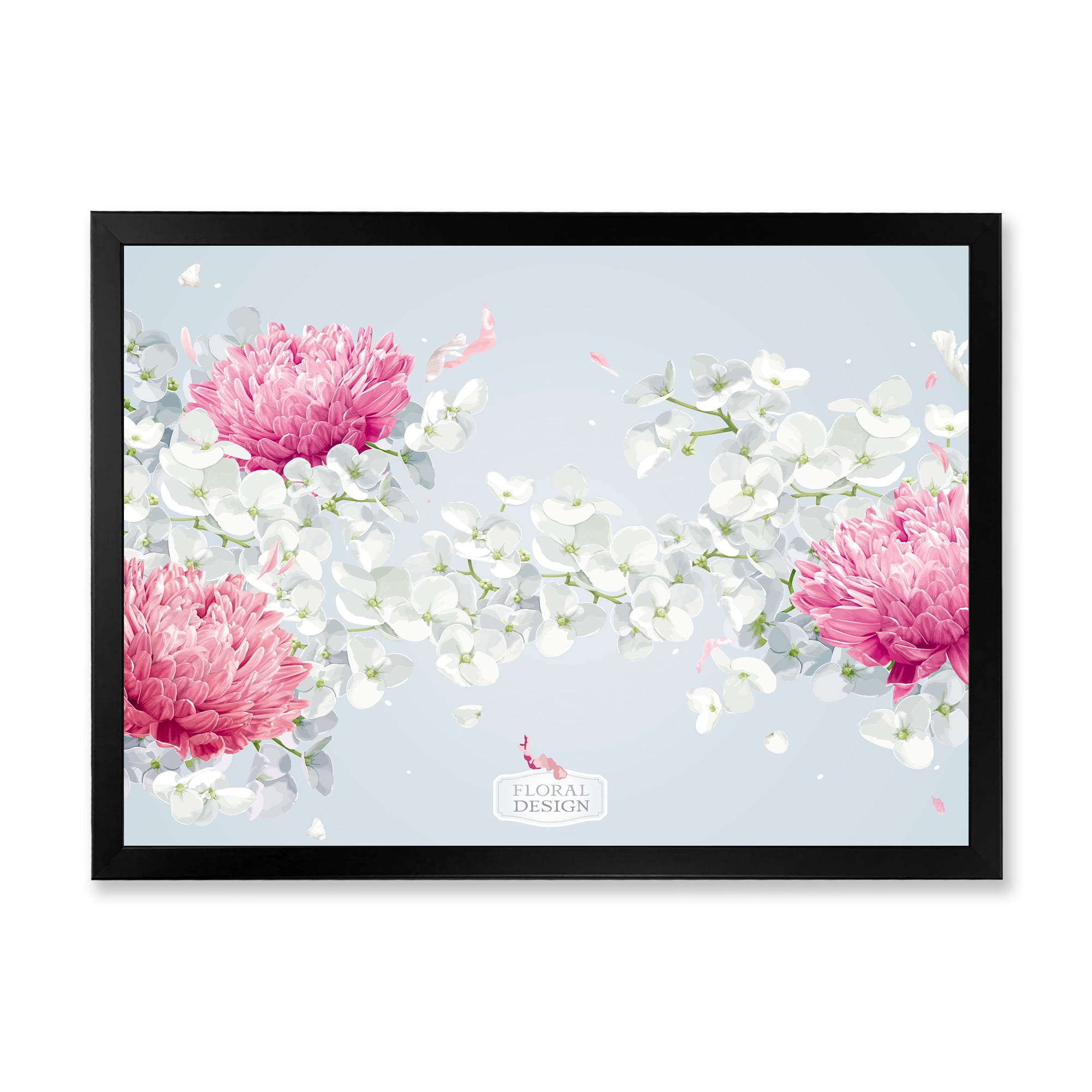 Designart 'Apple Blossom and Chrysanthemums' Traditional Framed Art Print