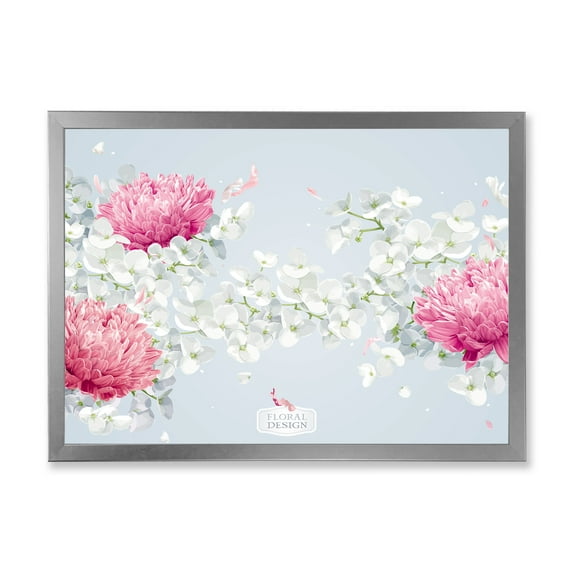 Designart 'Apple Blossom and Chrysanthemums' Traditional Framed Art Print