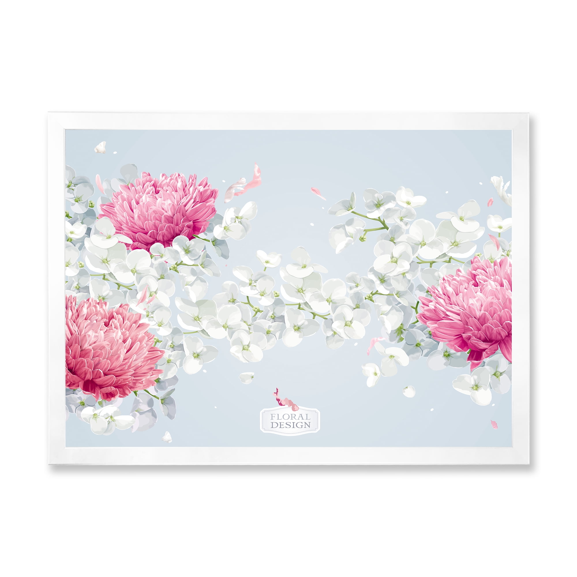 Designart 'Apple Blossom and Chrysanthemums' Traditional Framed Art Print