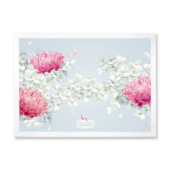 Designart 'Apple Blossom and Chrysanthemums' Traditional Framed Art Print