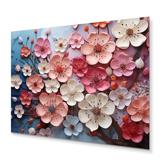 Designart "Apple Blossom euphony I" Apple Blossom Metal Art Living Room