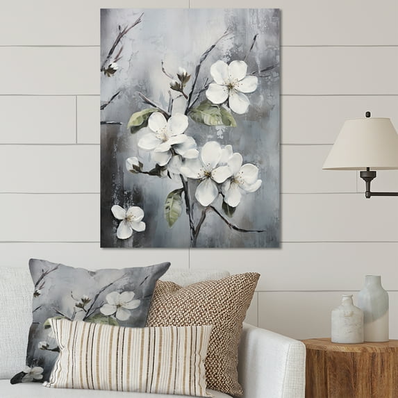 Designart "Apple Blossom euphony XIV" Floral Metal Wall Art Prints
