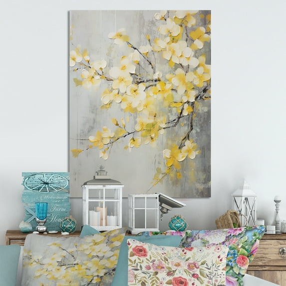 Designart "Apple Blossom euphony XV" Floral Metal Wall Decor