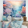 thumbnail image 1 of Designart "Aqua And Rose Subaquatic Realm I" Coastal Coral Under Water Canvas Wall Art, 1 of 7