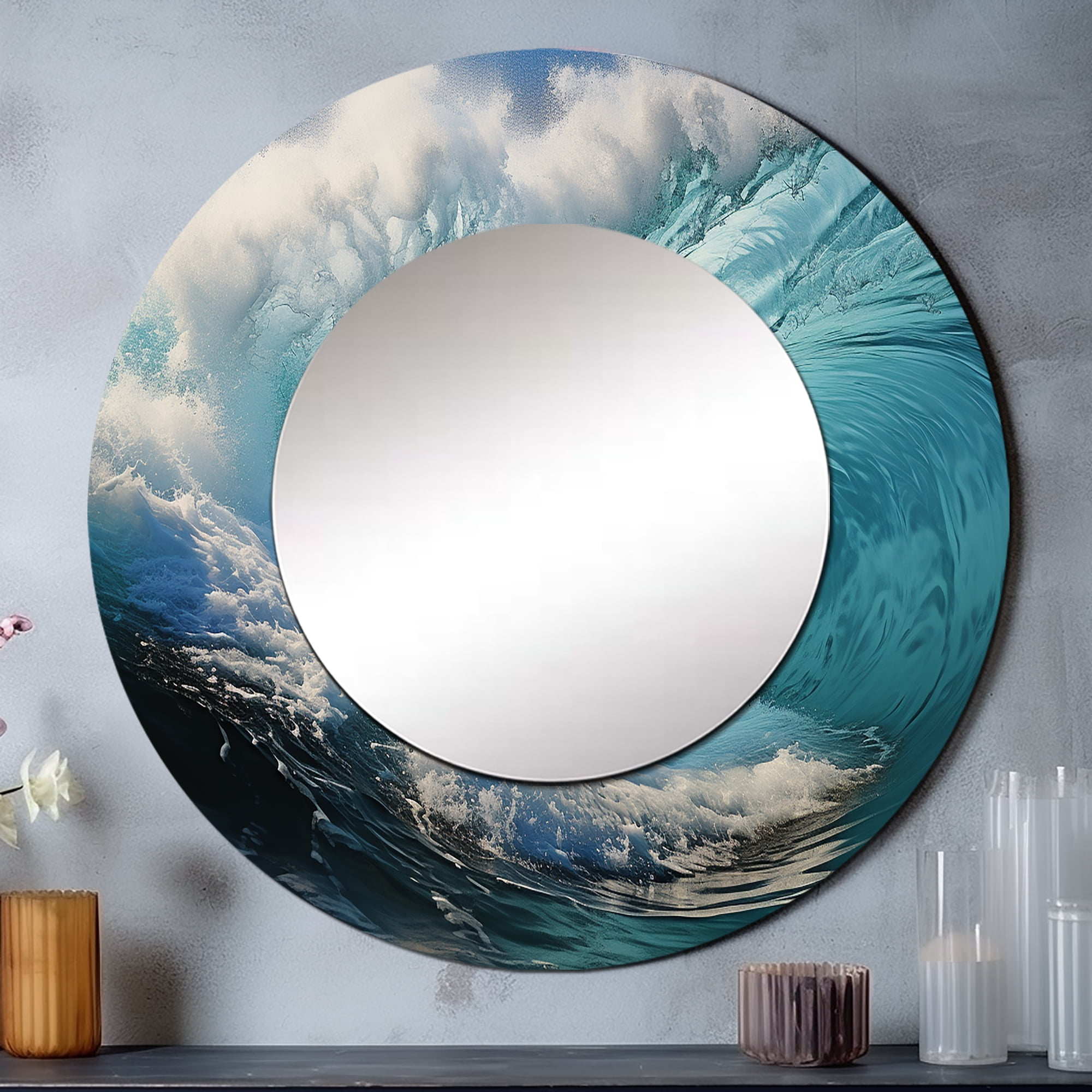 Designart "Aqua Marine Ocean'S Might Revealed" Beach Turquoise Large ...