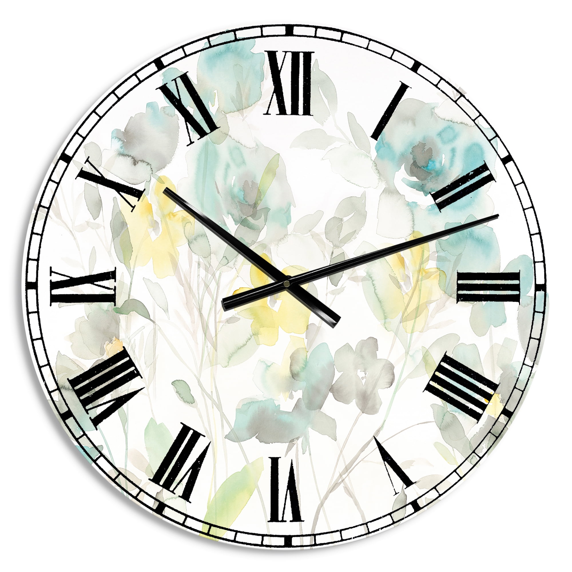 Designart 'Aqua Rose Natural Element' Traditional Wall Clock
