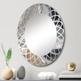 thumbnail image 1 of Designart "Aqua Symphony Grey Black Composition" Abstract Round Wall Mirror - Modern Oval Printed Decorative Oversized Mirror - Multiple Color Options, 1 of 4