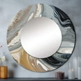 thumbnail image 1 of Designart "Aqua Symphony Grey Black Composition" Abstract Rund Mirror For Wall Decor - Large Grey Round Printed Mirror - Modern Round Mirror 23" x 23" Inch, 1 of 6