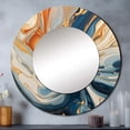 thumbnail image 1 of Designart "Aqua Symphony Teal Orange Expression" Abstract Rund Mirror For Wall Decor - Large Teal Round Print Mirror - Round Modern Mirror 29" x 29" Inch - Wall Mounted Round Large Mirror, 1 of 5