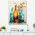 thumbnail image 1 of Designart "Aqua Tangerine Luminous Bottle" Bottled Beverage Wall Art Living Room, 1 of 7