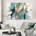 thumbnail image 1 of Designart "Aquamarine Fortuity Abstract Canvas III" Abstract Painting Wall Art Set Of 3 - Modern Turquoise Gallery Wall Set For Home Decor, 1 of 6