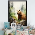 thumbnail image 1 of Designart "Aquarelle Depiction Of Grizzly In Refuge" Animals Bear Picture Framed Wall Art Living Room, 1 of 5