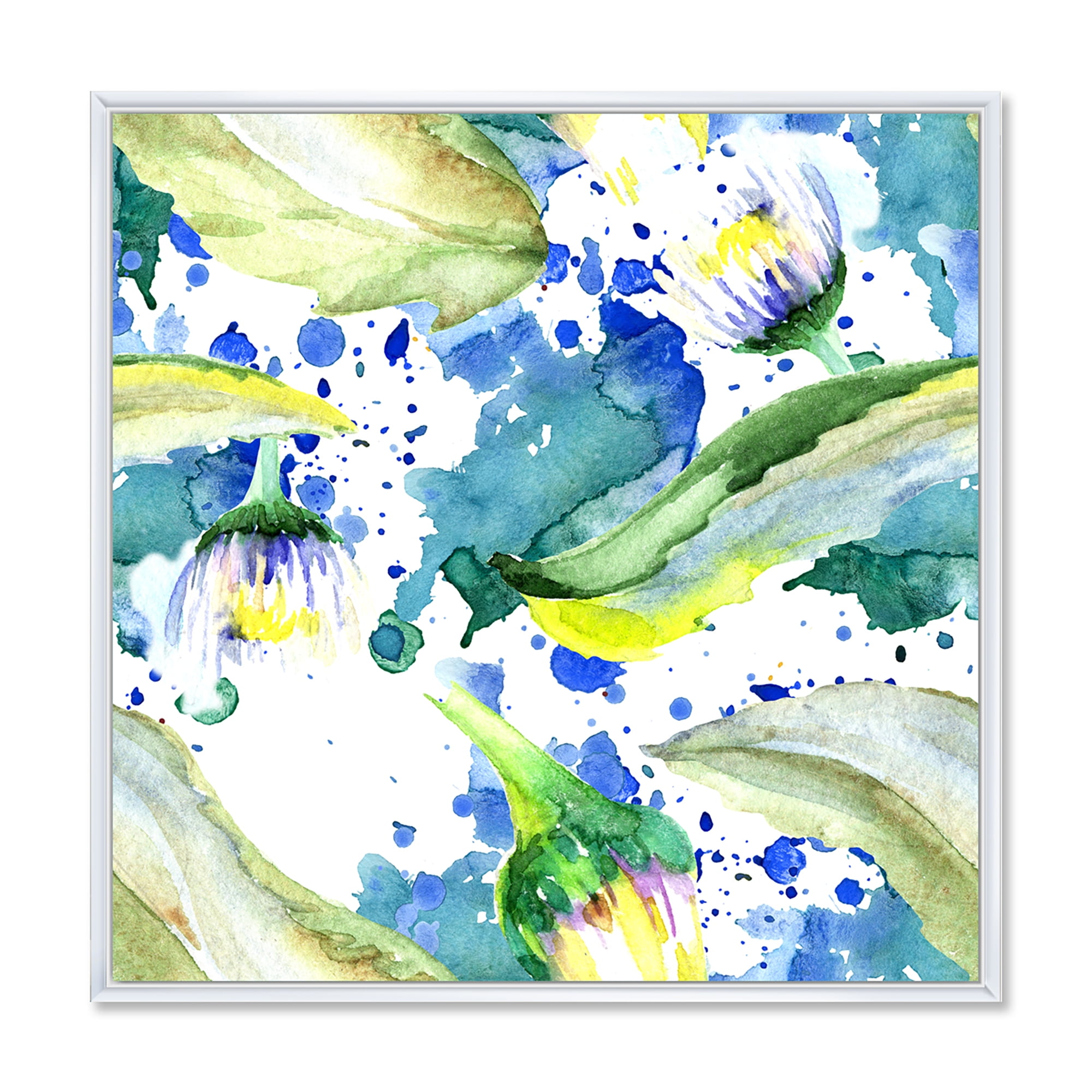 Designart 'Aquarelle Impression of Daisy Flowers I' Traditional Framed Canvas Wall Art Print
