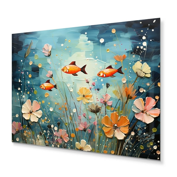 Designart "Aquariums Aquatic Dance Painting I" Nautical & Beach Metal Wall Art Prints