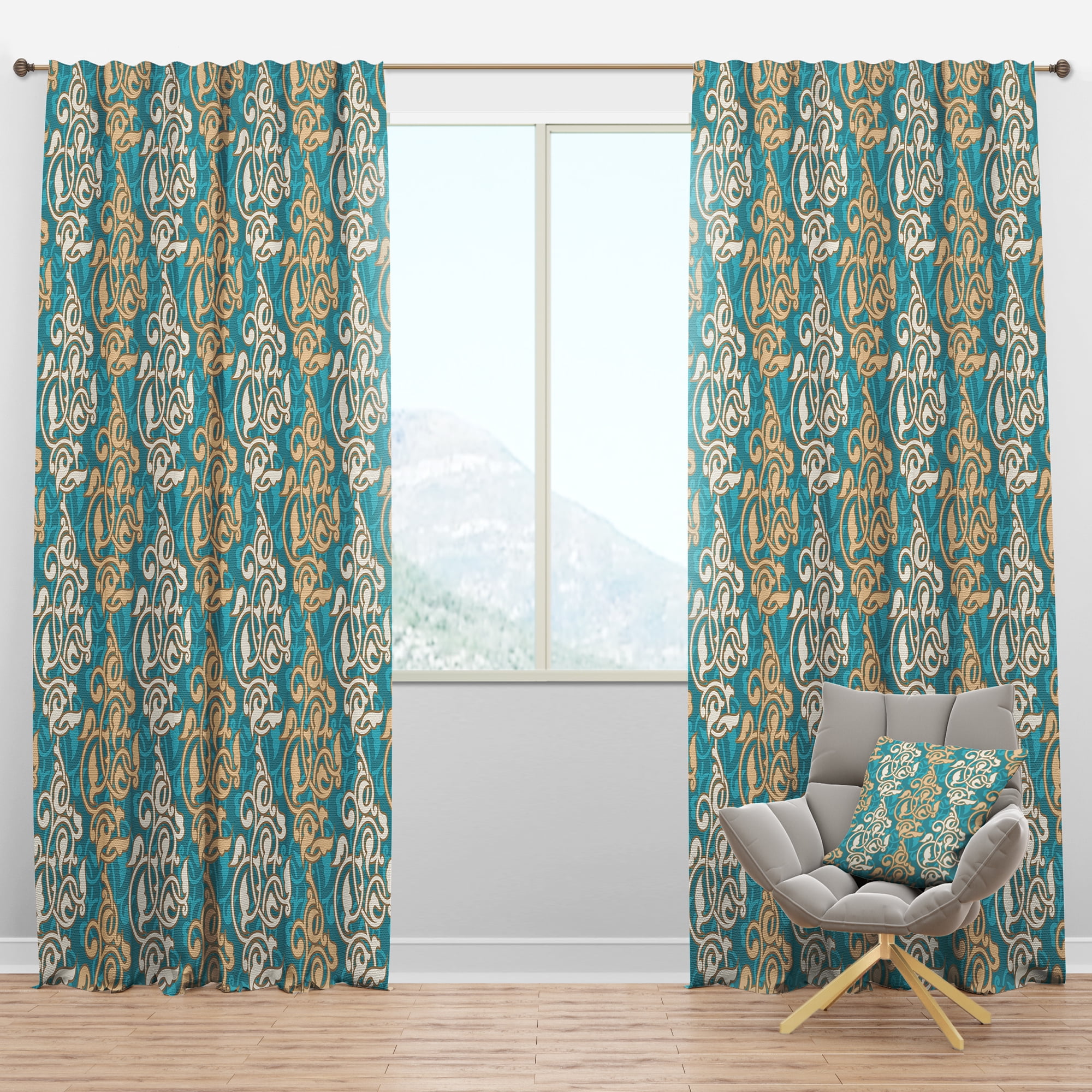 Designart 'Arabesque Pattern Art' Oriental Blackout Curtain Panel