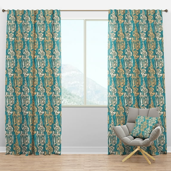 Designart 'Arabesque Pattern Art' Oriental Blackout Curtain Panel