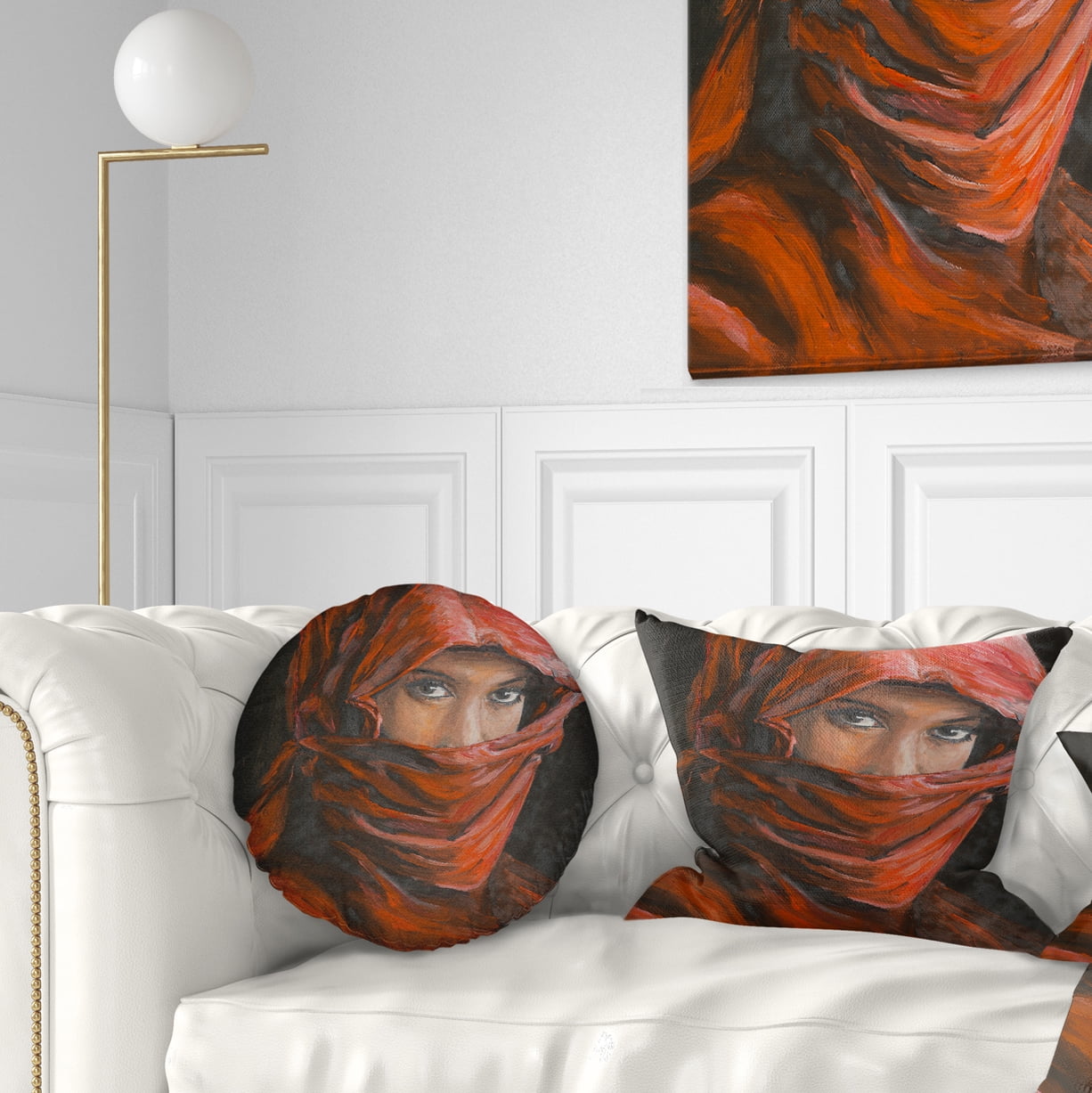 Designart Arabian Woman in Hijab - Portrait Throw Pillow - 12x20