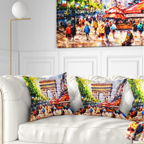 Designart Arc d Triomphe Paris - Cityscape Throw Pillow - 18x18