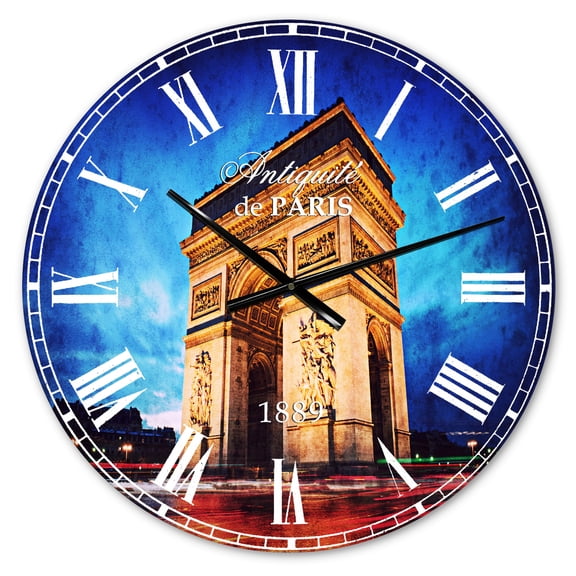 Designart 'Arch of Triumph in Paris' French Country wall clock