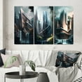 thumbnail image 1 of Designart "Architectural Brilliance Futuristic III" Futuristic Architecture Wall Art Set Of 3 - Grey Futuristic Architecture Canvas Set For Living Room Decor, 1 of 7