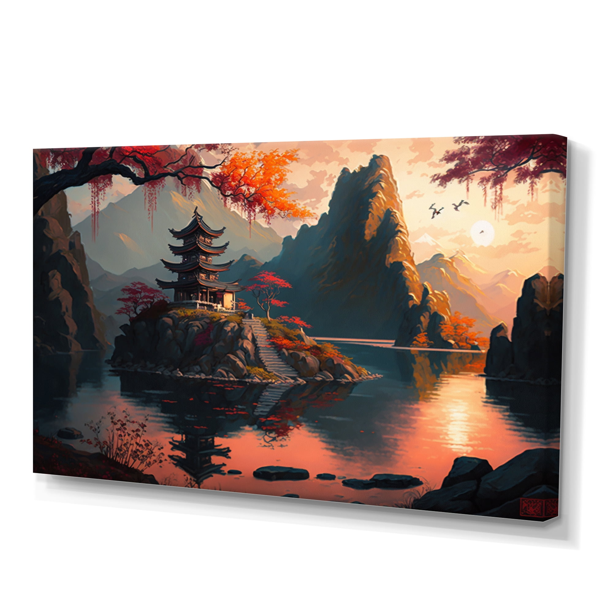 Designart Architectural Building On Island Landscape I Canvas Wall Art
