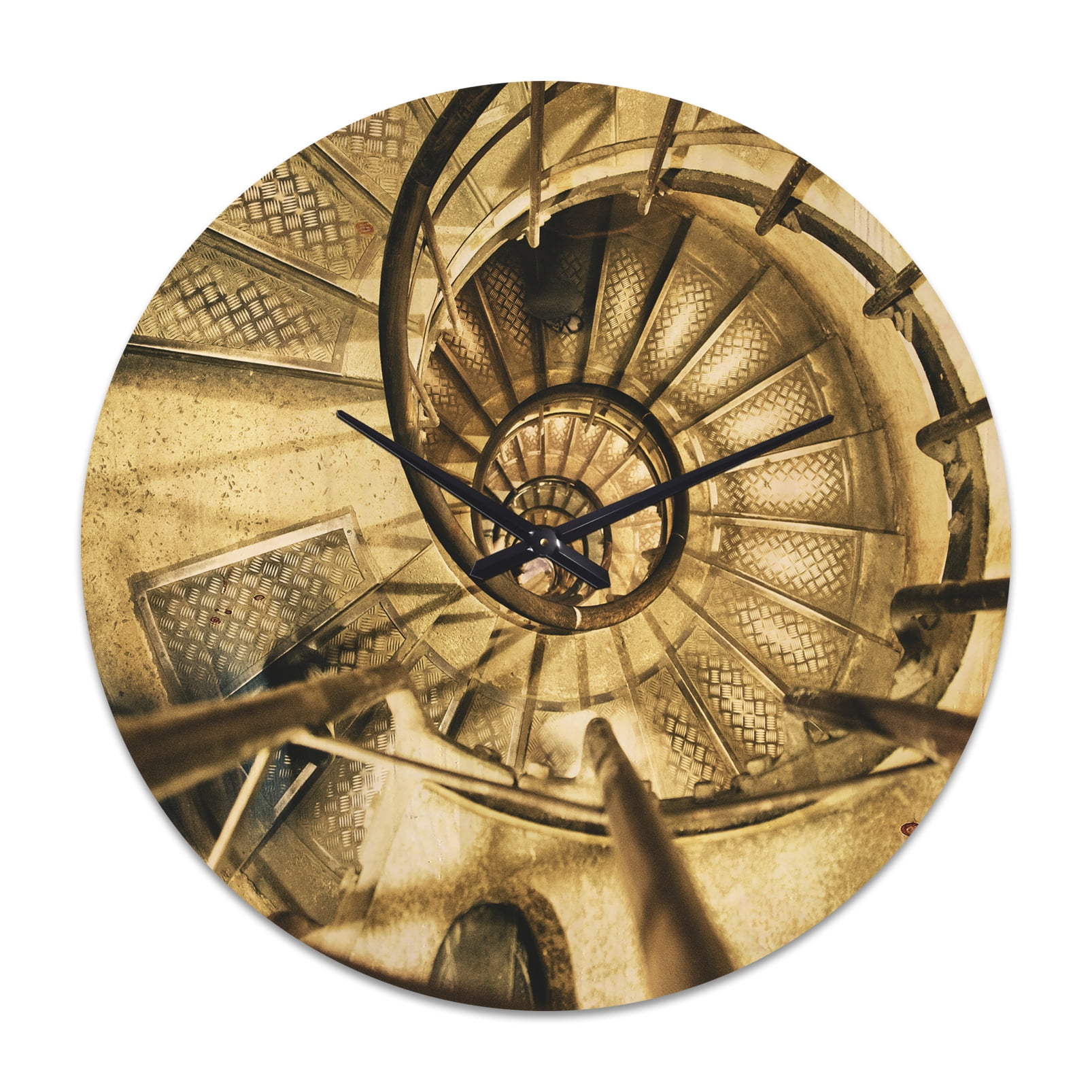 Designart 'Architectural Detail of Round Metal Stairs' Industrial Wood Wall Clock