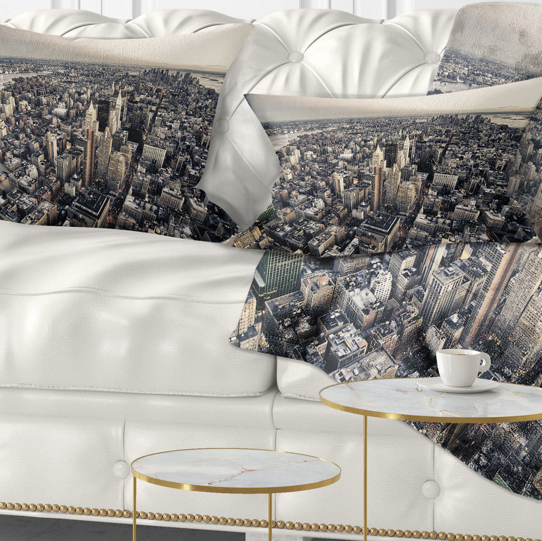 Designart Architecture and Colors of New York - Modern Cityscape Throw Pillow - 12x20