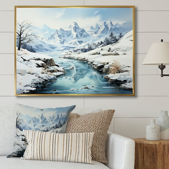 Designart "Arctic Serenity Alaska II" Winter Landscape Floater Framed Canvas Print