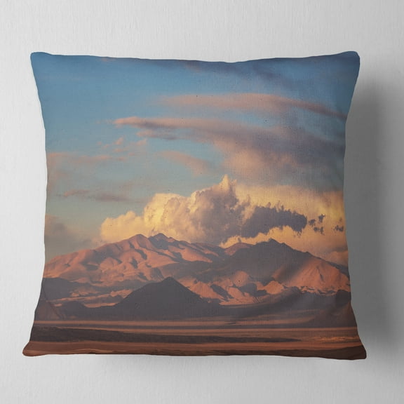 Designart Argentina Mountains with Clouds - African Landscape Printed Throw Pillow - 16x16