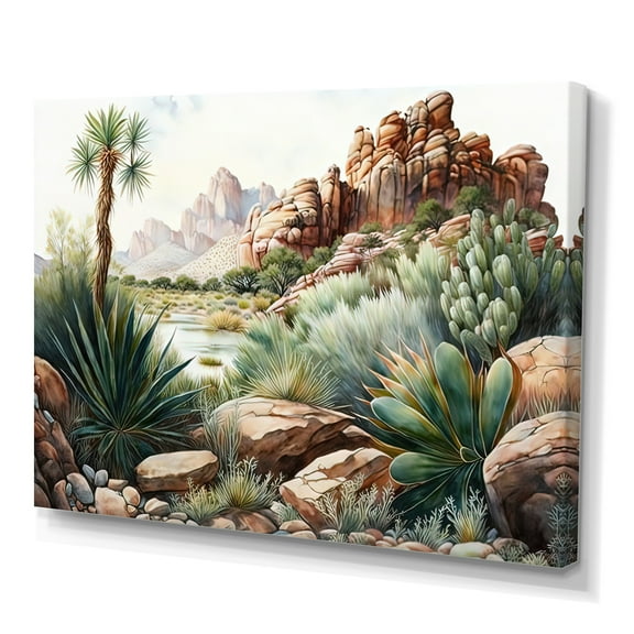 Designart Arizona Desert Cactus II Canvas Wall Art