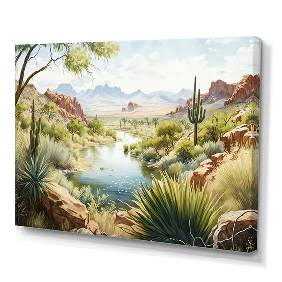 Designart Arizona Desert Creek Scenery I Canvas Wall Art
