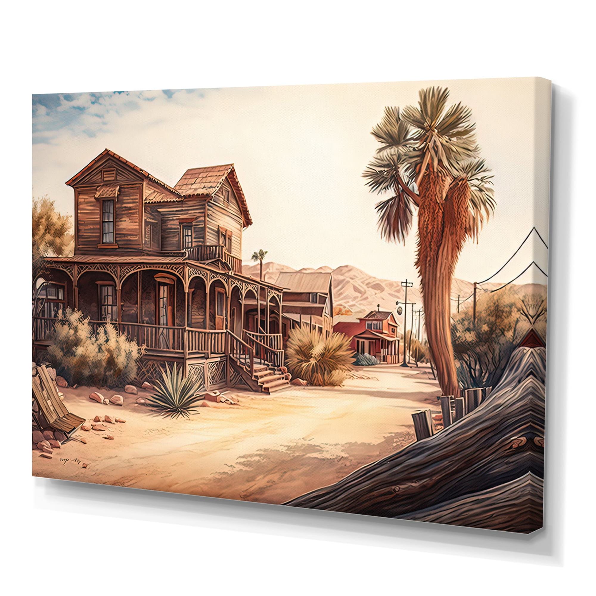 Designart Arizona Large Wild West Town Canvas Wall Art