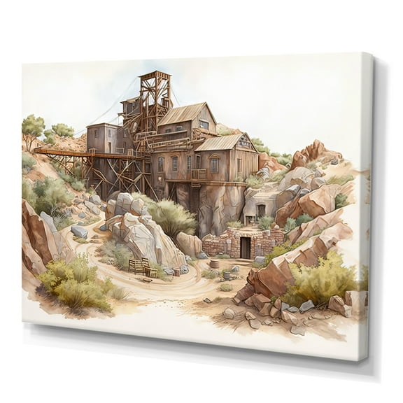 Designart Arizona Wild West Gold Mine I Canvas Wall Art