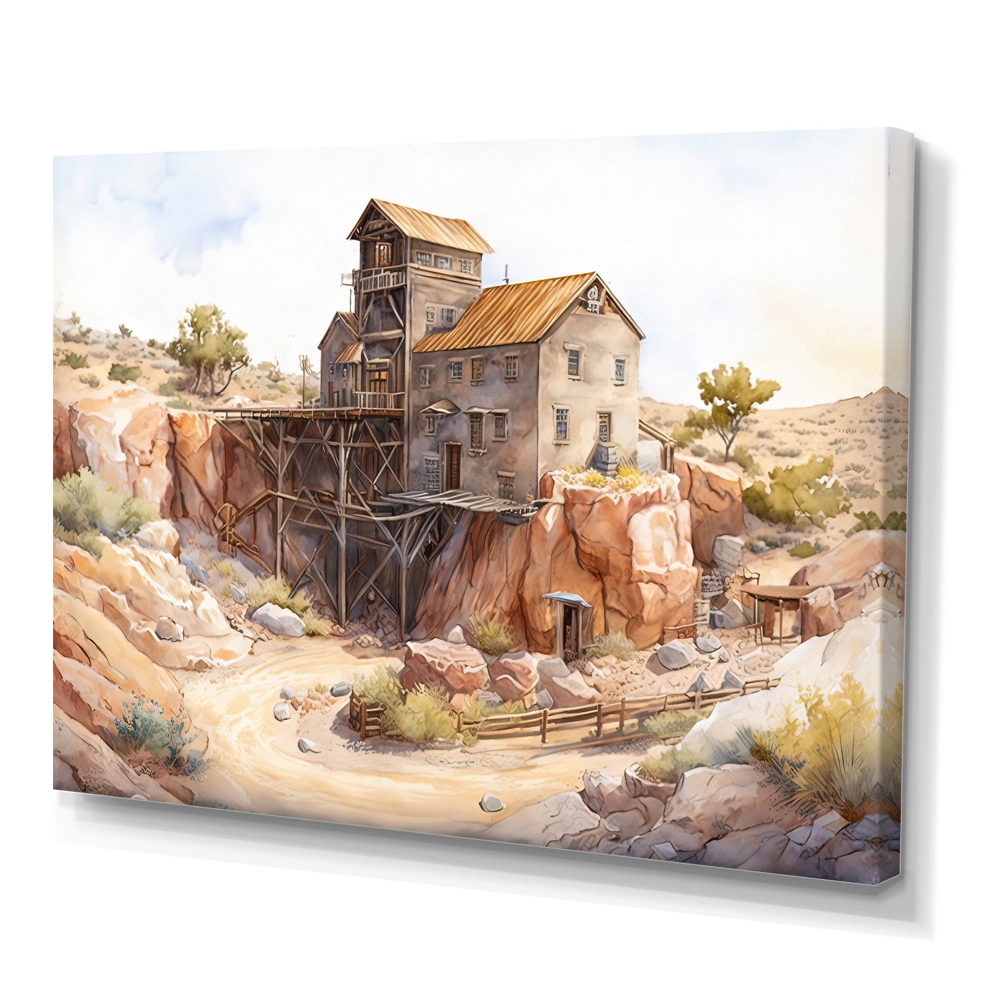 Designart Arizona Wild West Gold Mine III Canvas Wall Art