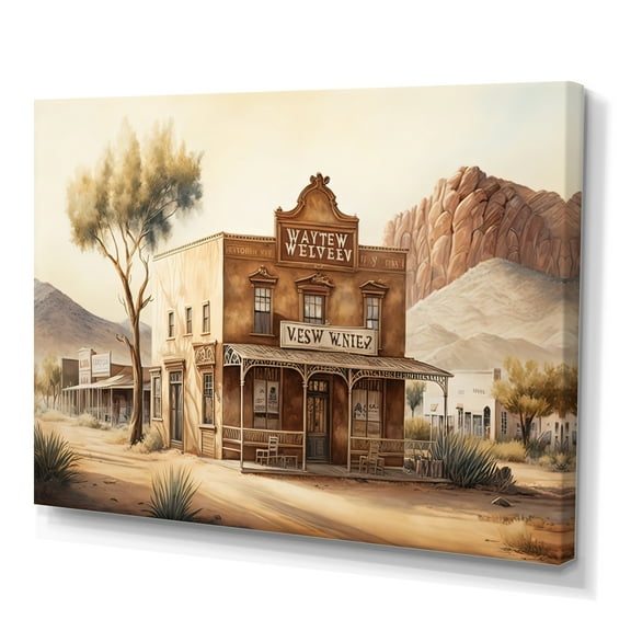 Designart Arizona Wild West Town IV Canvas Wall Art