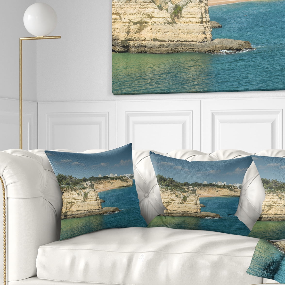 Designart Armacao de Pera Algarve Beach - Seascape Throw Pillow - 16x16