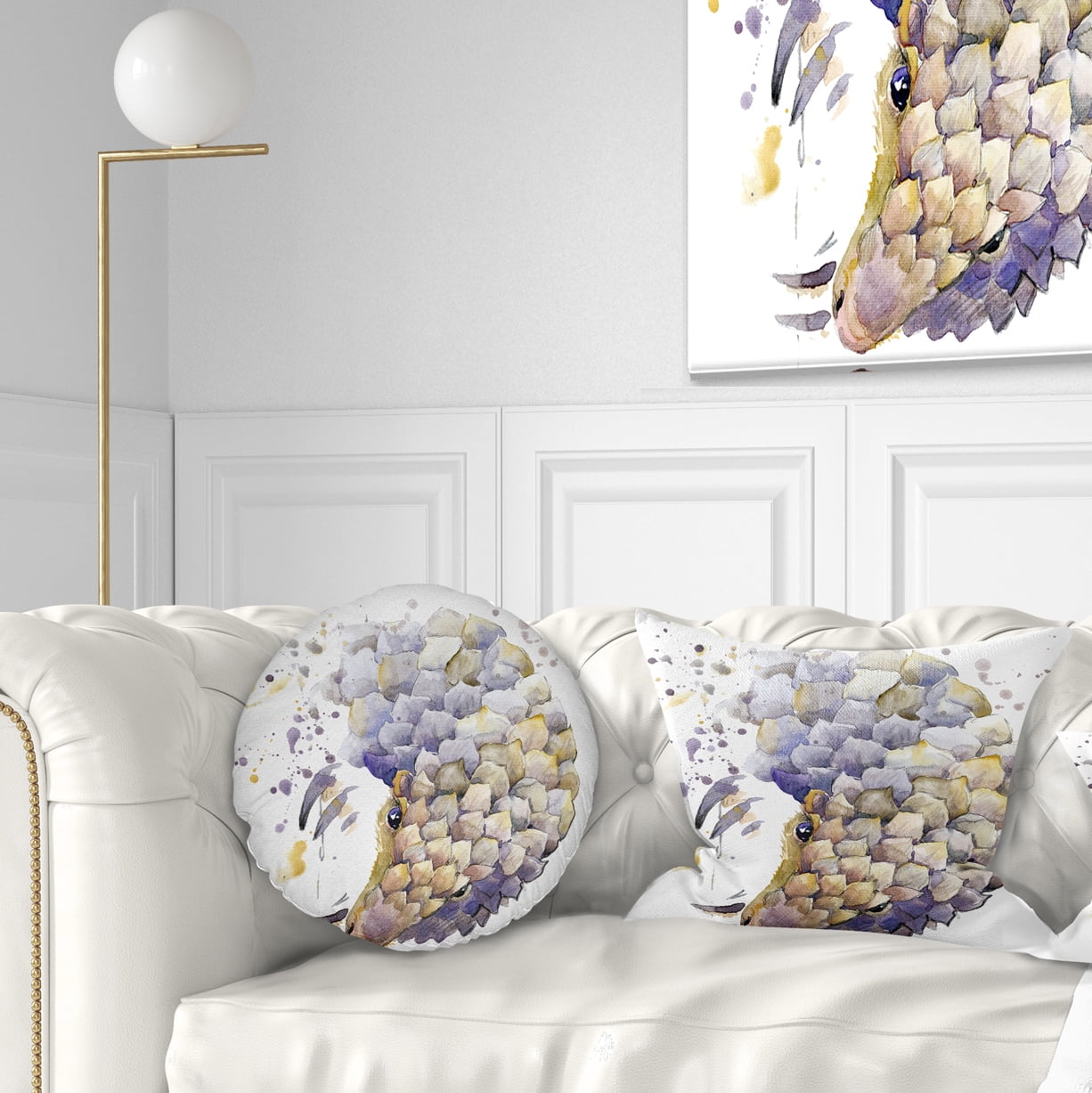 Designart Armadillo Illustration Art - Animal Throw Pillow - 12x20