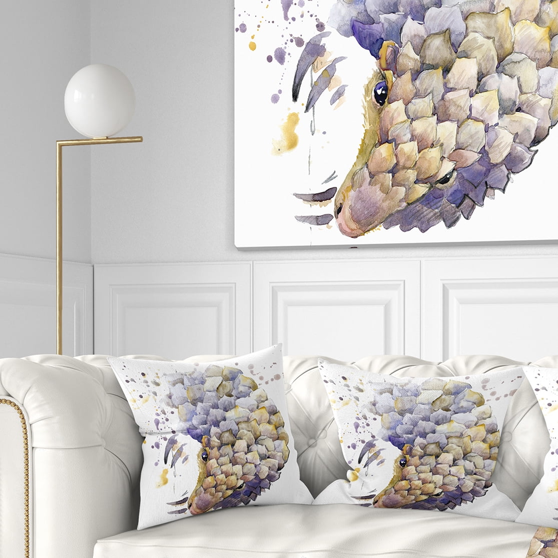 Designart Armadillo Illustration Art - Animal Throw Pillow - 16x16