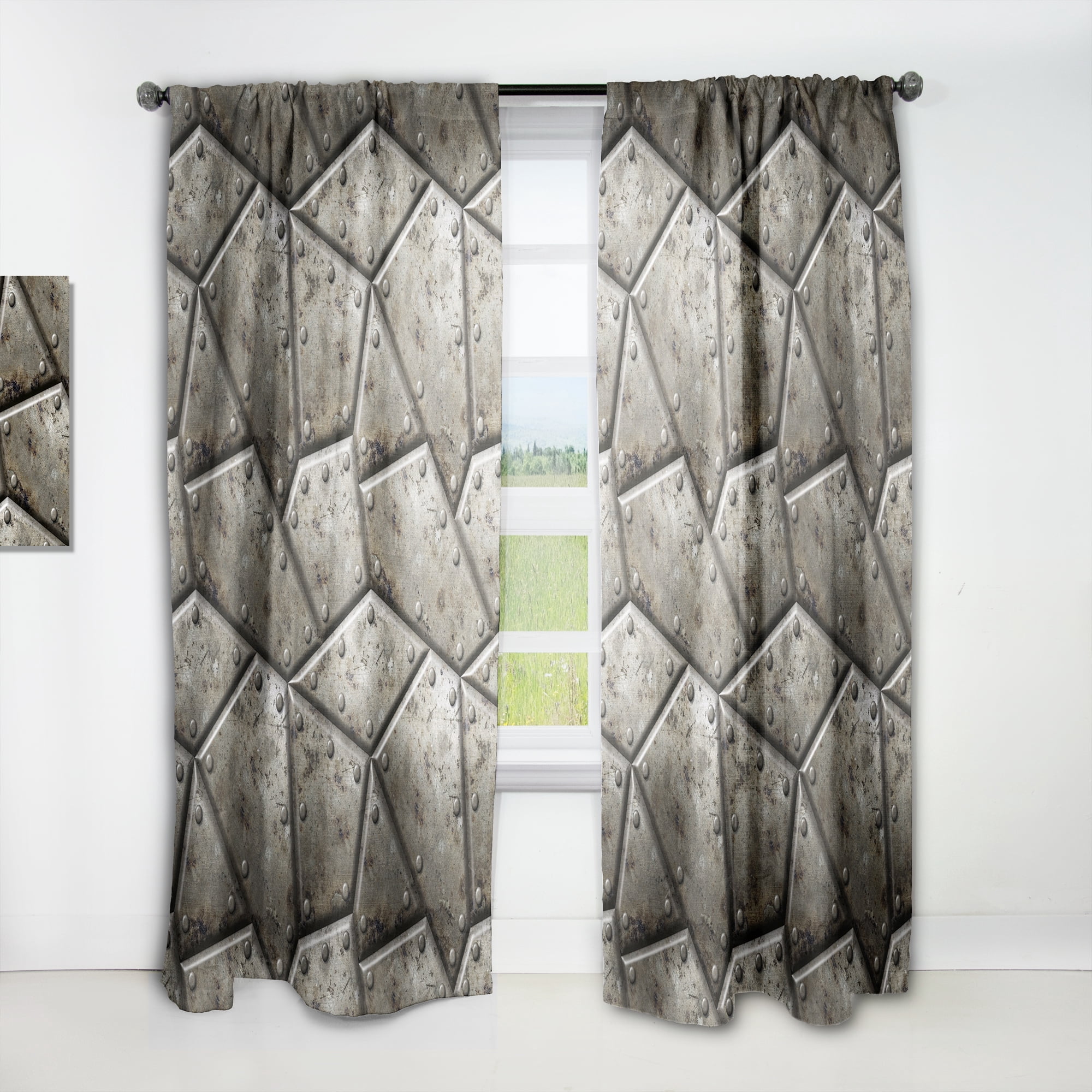 Designart 'Armor Metal Texture' Bohemian & Eclectic Curtain Panel