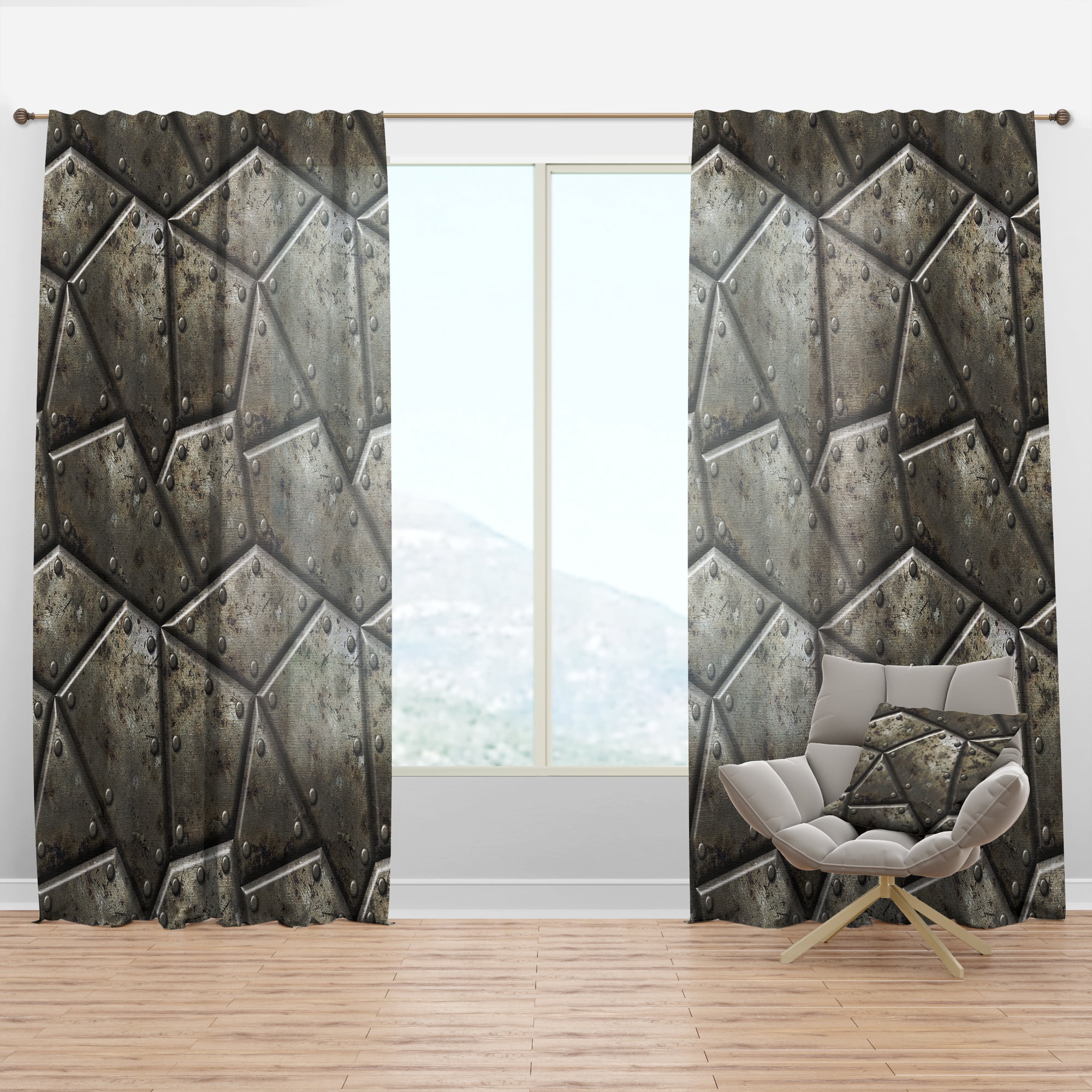 Designart 'Armor Metal Texture' Bohemian & Eclectic Curtain Panel