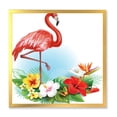thumbnail image 1 of Designart 'Arrangement with Flamingo and Tropical Flowers' Traditional Framed Art Print, 1 of 4