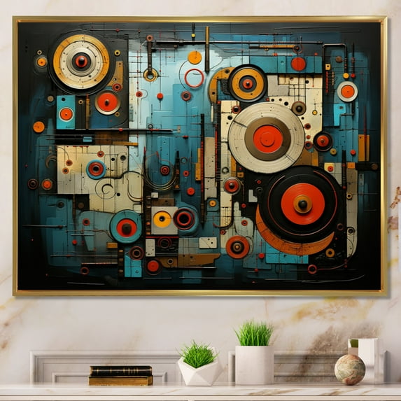 Designart "Array of Electricity I" Abstract Collages Floater Framed Wall Art Print