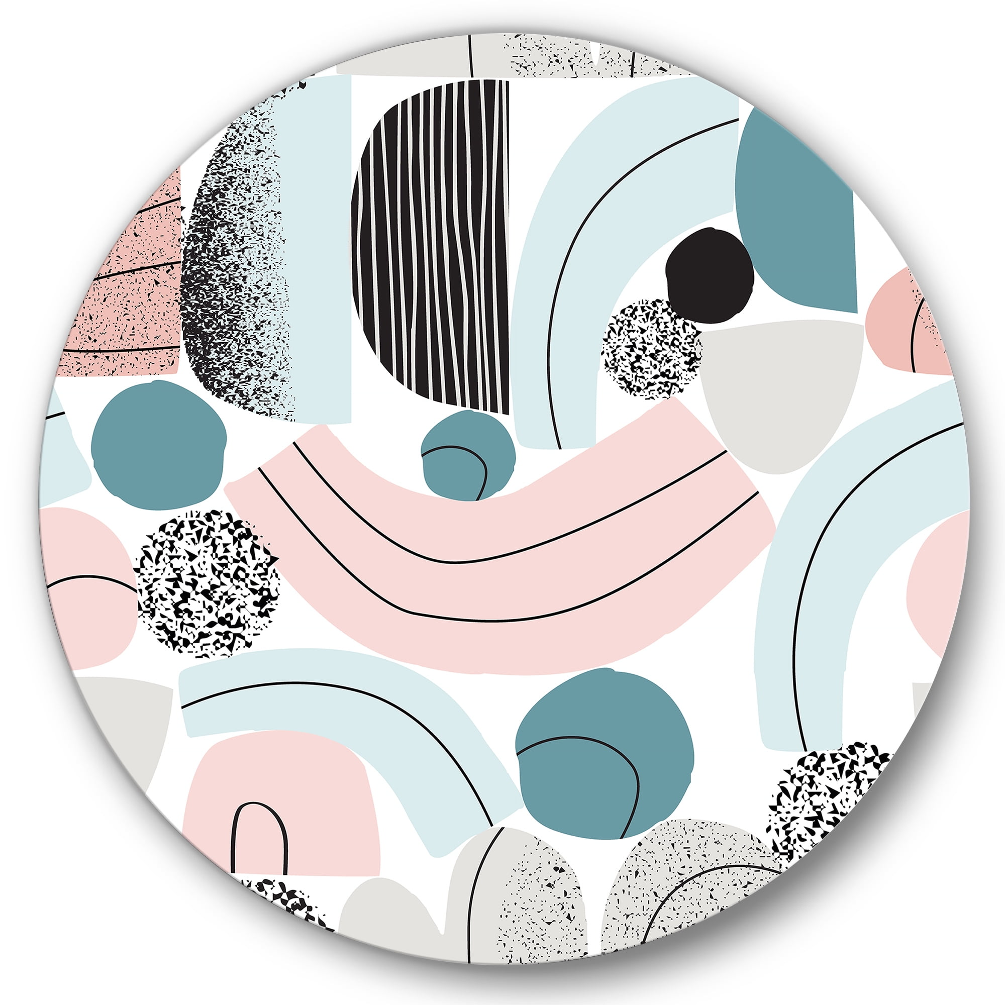 Designart 'Art Collage In Pastel Colors' Modern Circle Metal Wall Art 29x29 - Disc of 29