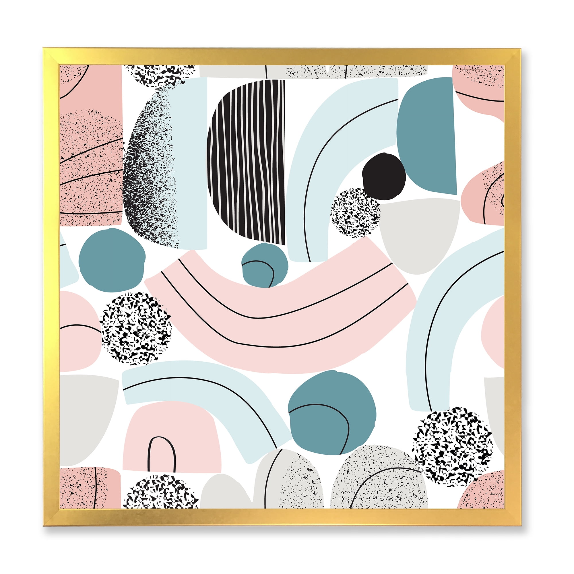 Designart 'Art Collage In Pastel Colors' Modern Framed Art Print