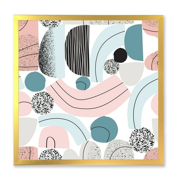 Designart 'Art Collage In Pastel Colors' Modern Framed Art Print