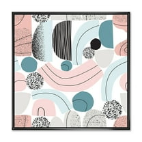 Designart 'Art Collage In Pastel Colors' Modern Framed Canvas Wall Art Print