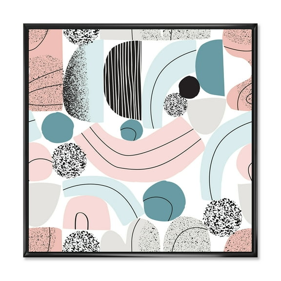 Designart 'Art Collage In Pastel Colors' Modern Framed Canvas Wall Art Print